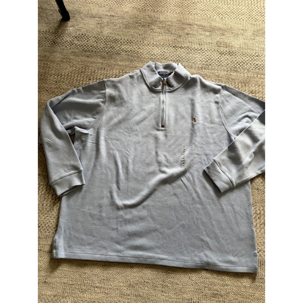 Polo Ralph Lauren Men's Light Blue Quarter Zip 4XL Long Sleeve 100% Cotton